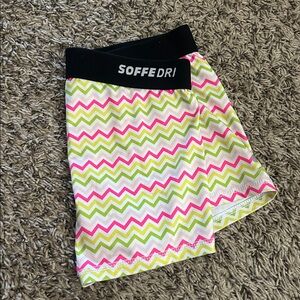 Soffe Women's Athletic Shorts - Pink, Green, White Zigzag